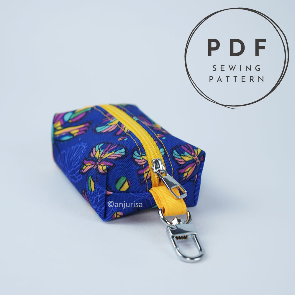 Cuby Pouch Sewing Pattern – Mini Boxy Zipper Keychain (PDF Pattern)