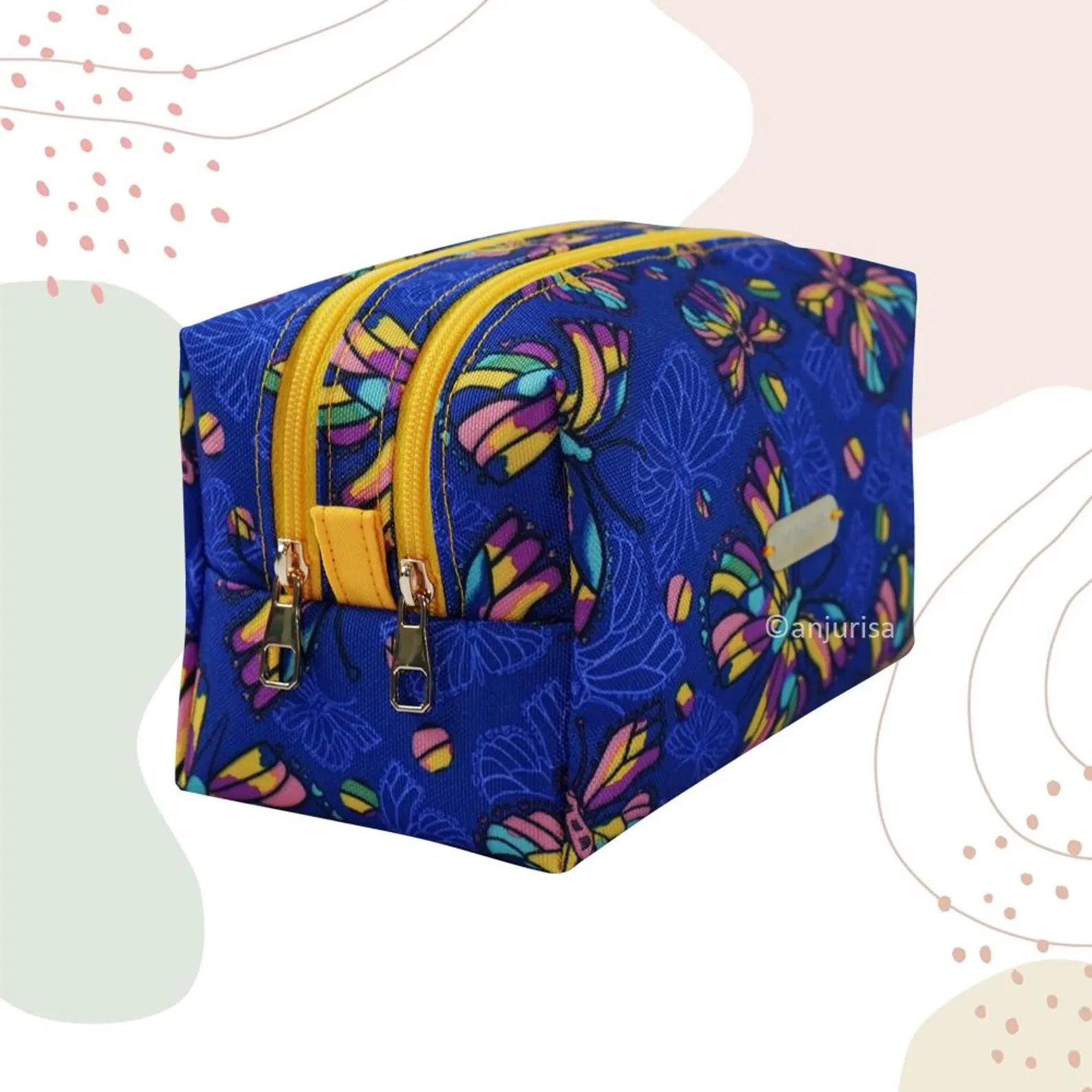 Zeni Boxy Pouch Sewing Pattern - Double Zipper PDF Template for Intermediate Sewers