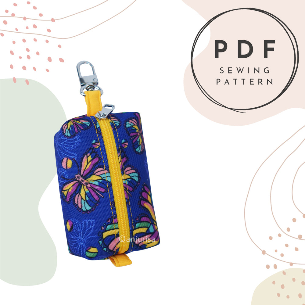 Cuby Pouch Sewing Pattern – Mini Boxy Zipper Keychain (PDF Pattern)