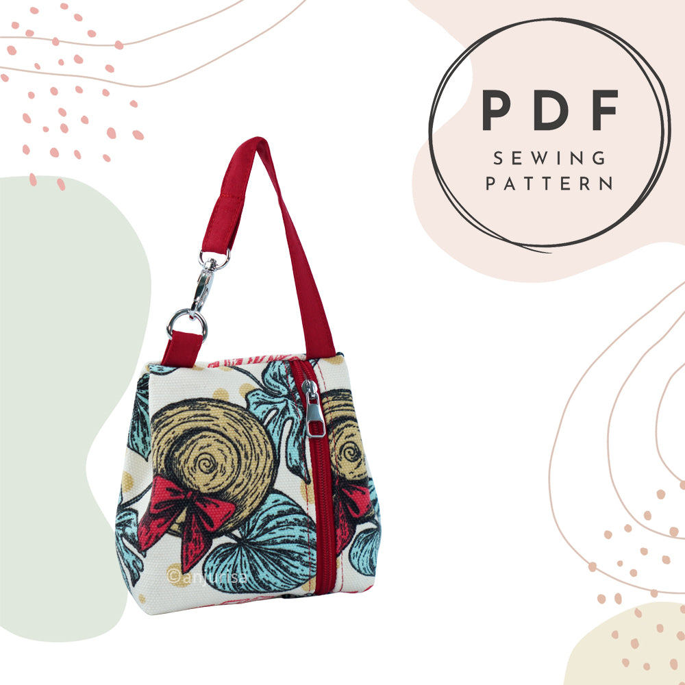 Kinan Pouch Sewing Pattern: Zipper Pouch / Mini Handbag Style (Beginner Friendly, 3 Sizes)