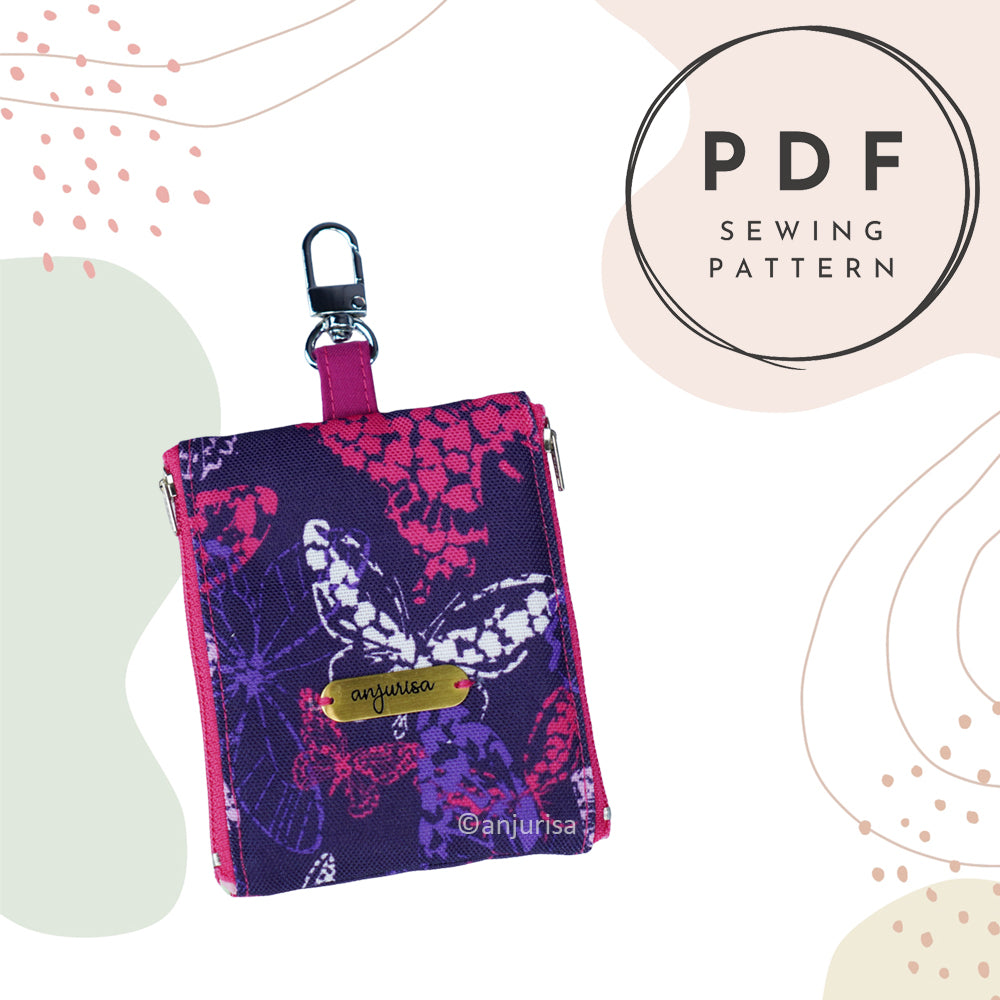 Riley Pouch Sewing Pattern - Two-Sided Zipper Keychain Pouch