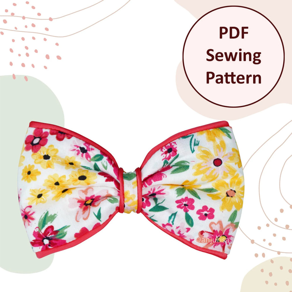 Piper Bow PDF Sewing Pattern | 5 Sizes for Hair Clips, Gifts & Decor | Beginner-Friendly Sewing Tutorial