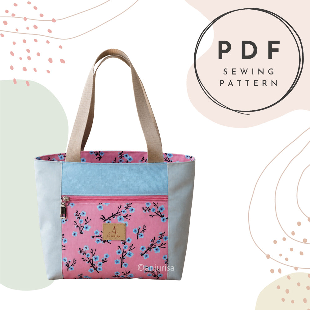 Coline Tote PDF Sewing Pattern, Beginner-Friendly Zipper Bag Pattern, 3 Sizes