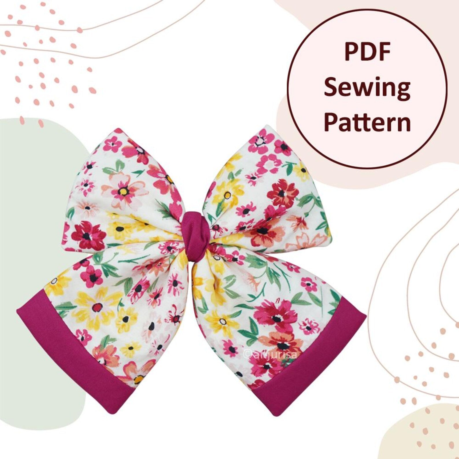 Talia Bow Sewing Pattern: DIY Hair Bow Template (PDF Download, 5 Sizes)