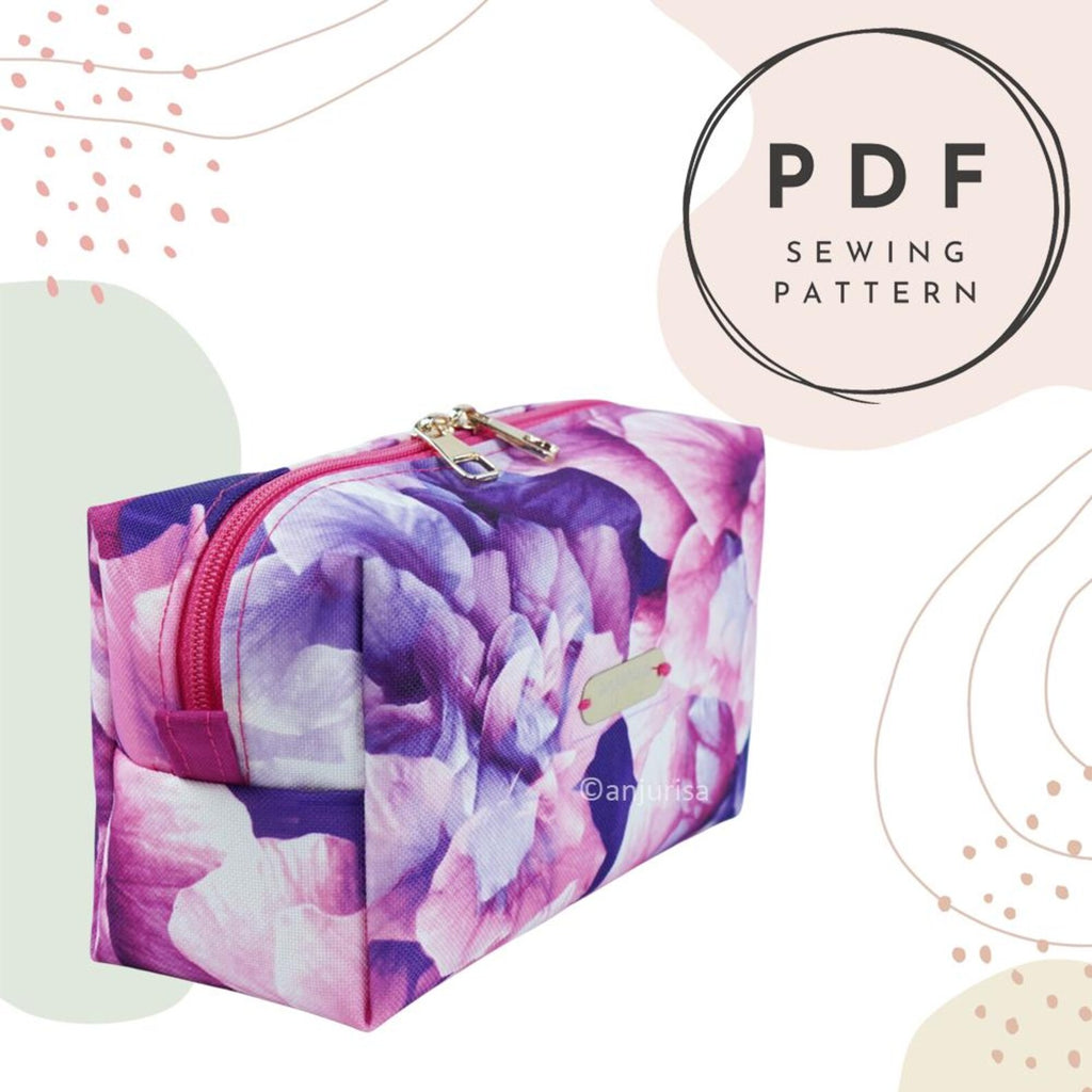 Boxy Beauty Pouch Sewing Pattern: 5 Sizes, Beginner-Friendly (PDF Pattern Collection)