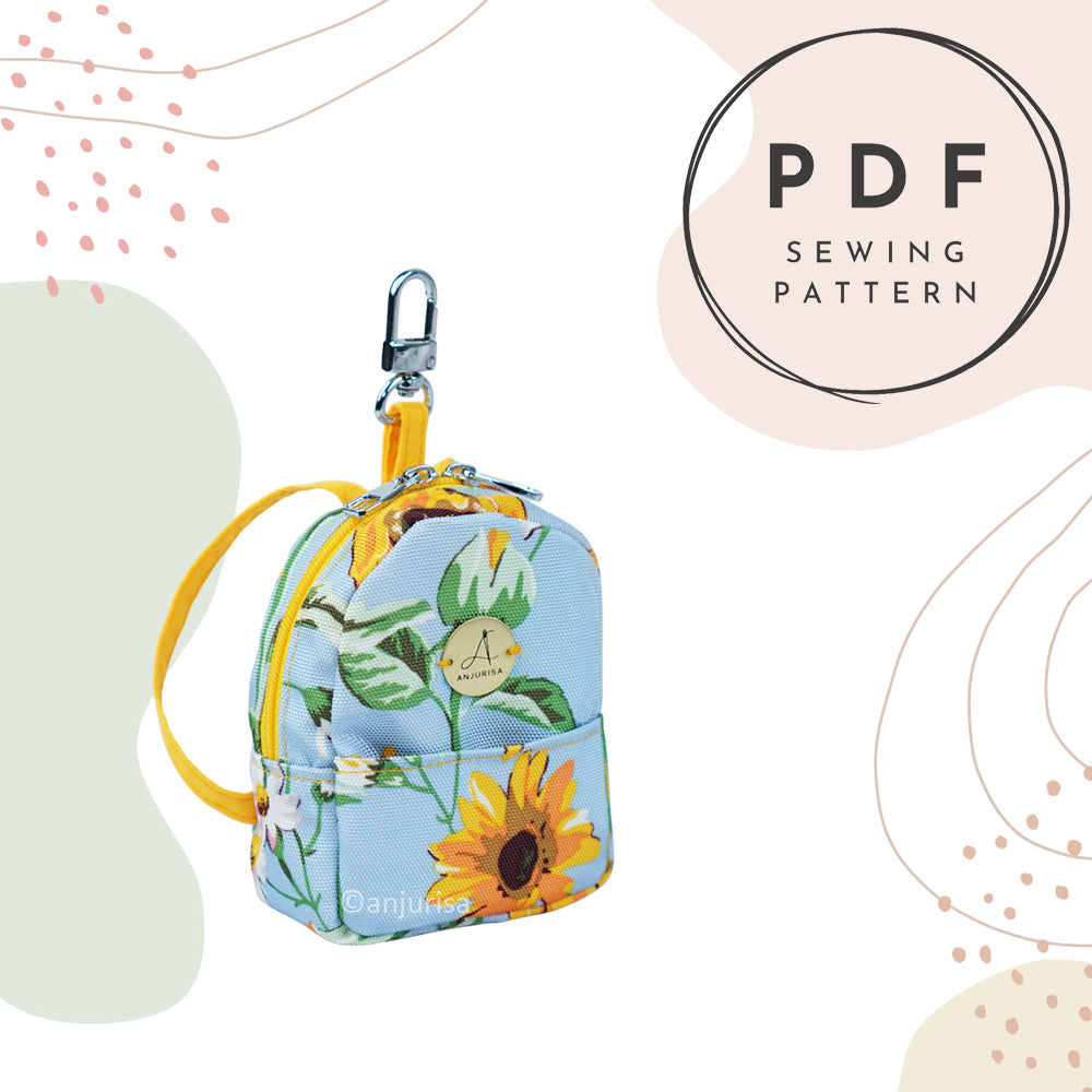 free sewing pattern for mini backpack LindSport PDF (includes an A0 File, Projector File and Video!) Bonnie Pouch Mini Backpack Sewing