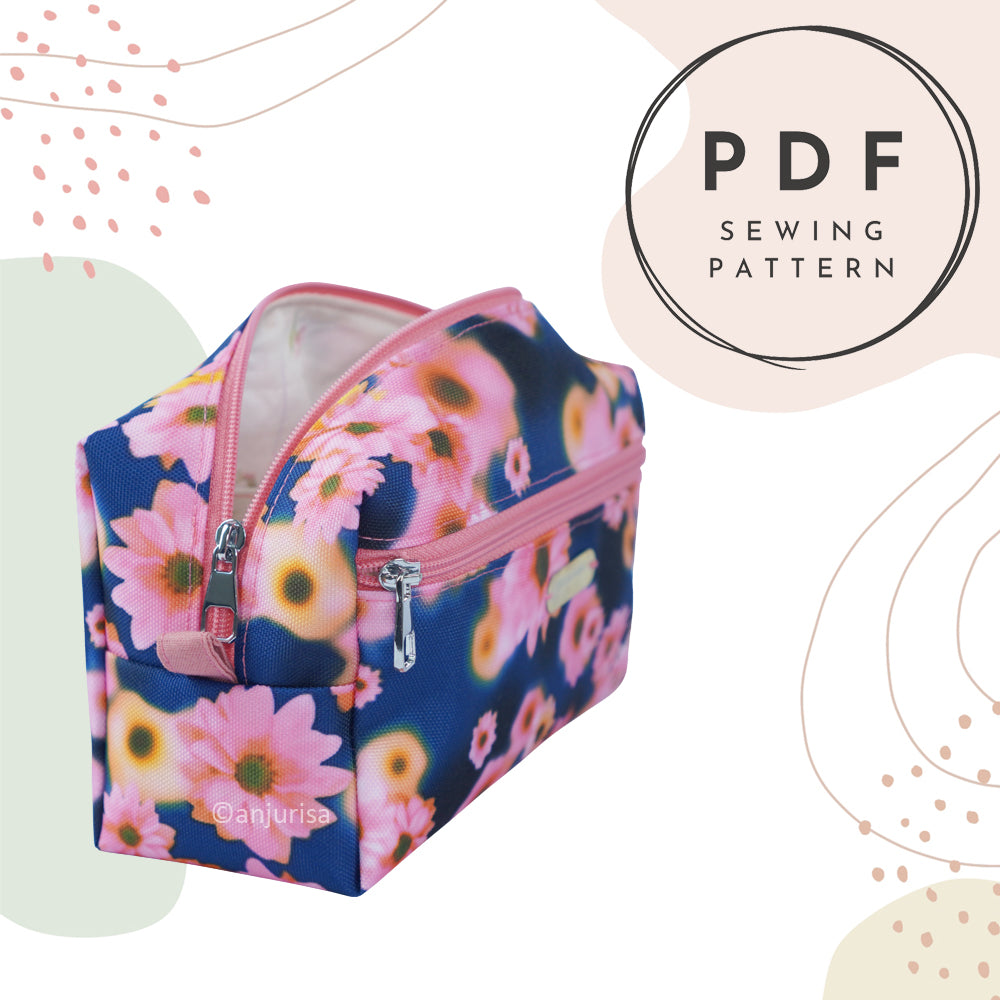 Gemi Boxy Pouch DIY Sewing Guide - Step-by-Step Templates for Boxy Dual-Zipper Pouches