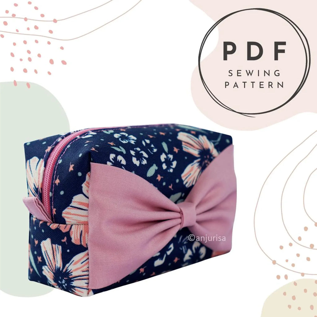 Bowbox Pouch DIY Sewing Guide - Step-by-Step Templates for Boxy Pouches with Front Bow
