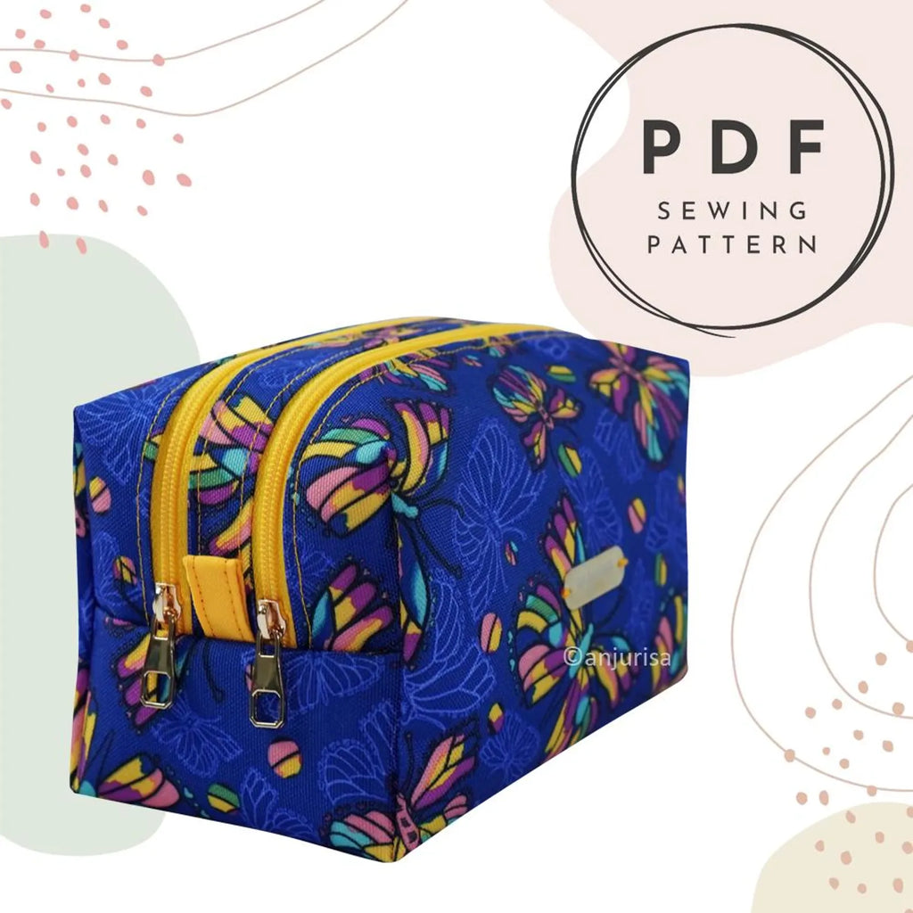 Zeni Boxy Pouch Sewing Pattern - Double Zipper PDF Template for Intermediate Sewers