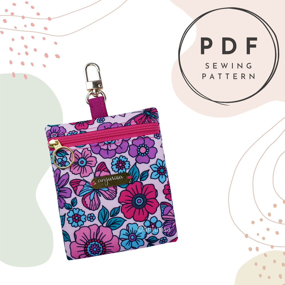 Keyla Pouch Sewing Pattern PDF - Keychain Wallet for Keys, Cards, Small Items