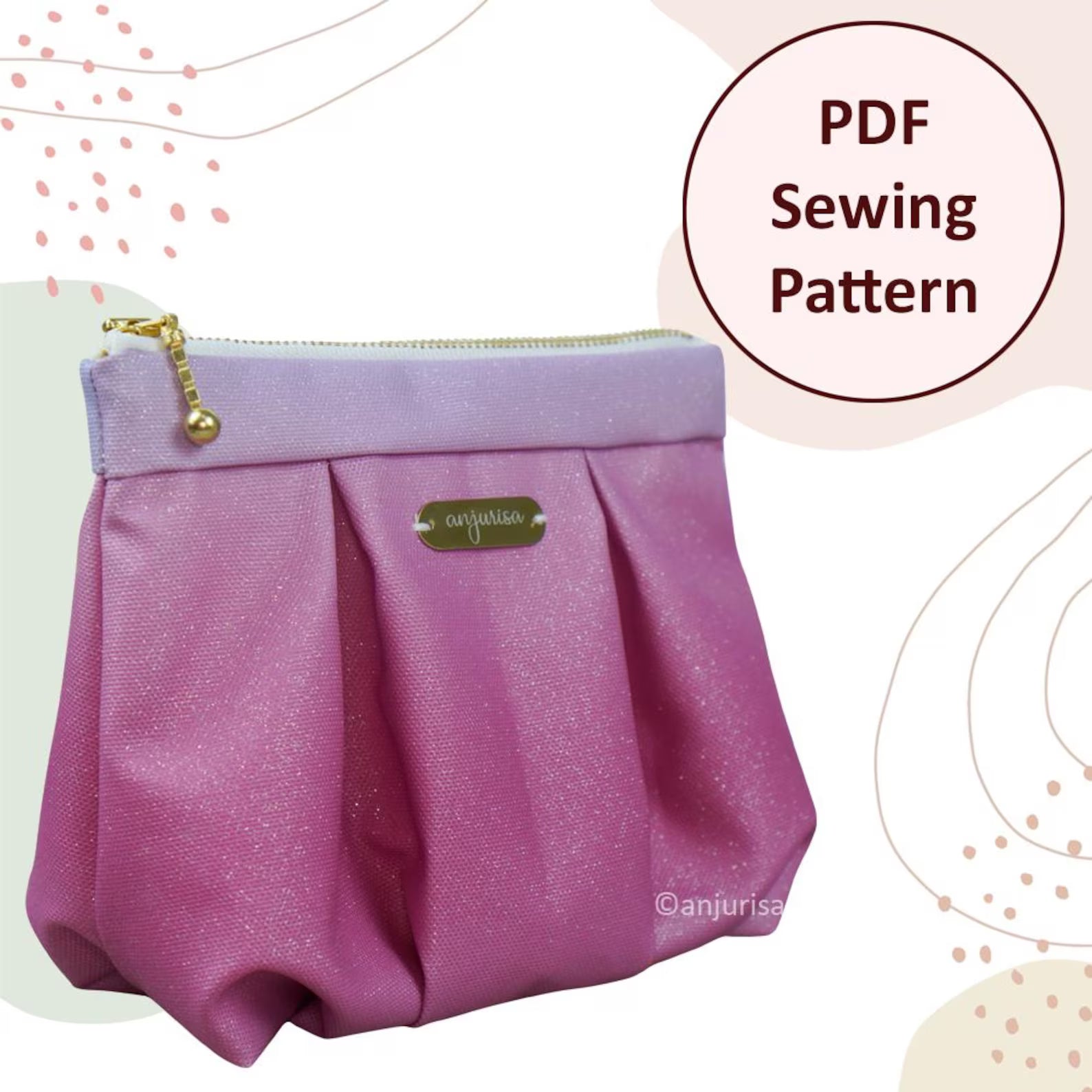 Ruchelle Pouch Sewing Pattern: Structured Pleated Design (PDF Pattern)