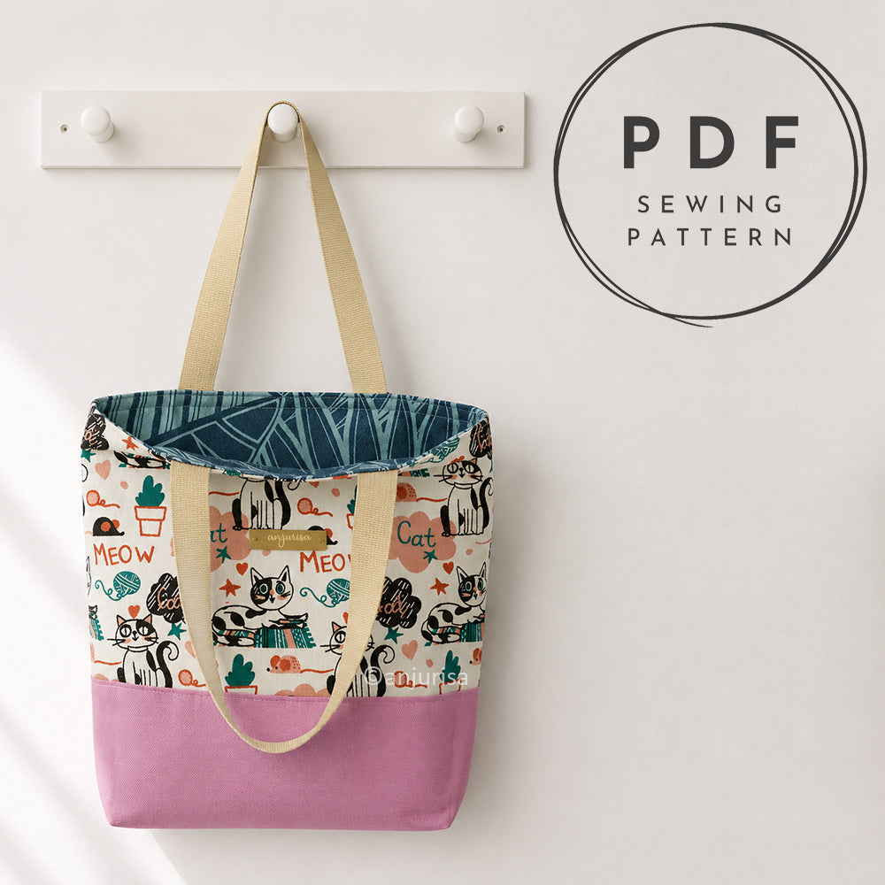 Reina Tote Reversible Bag Sewing Pattern PDF — Beginner Friendly Tote Bag Tutorial — 3 Sizes Included