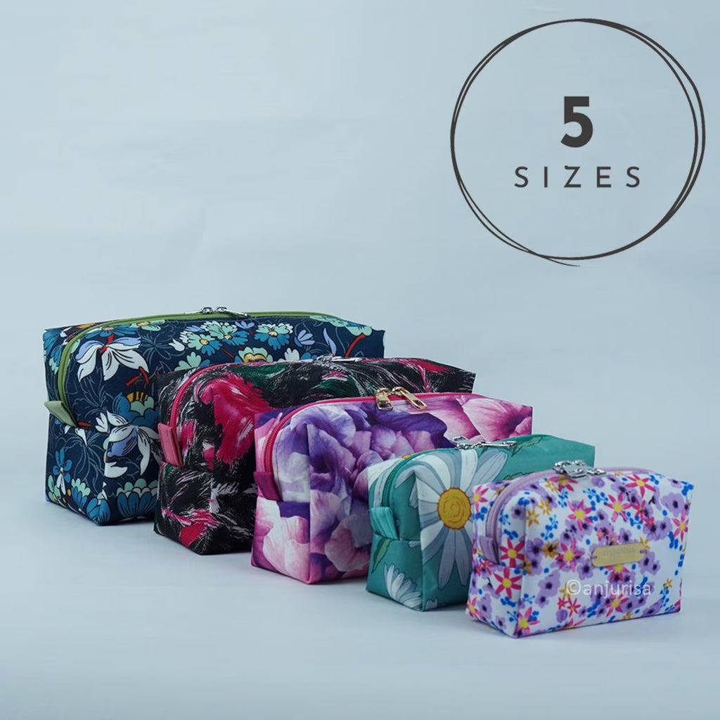 Boxy Beauty Pouch Sewing Pattern: 5 Sizes, Beginner-Friendly (PDF Pattern Collection)