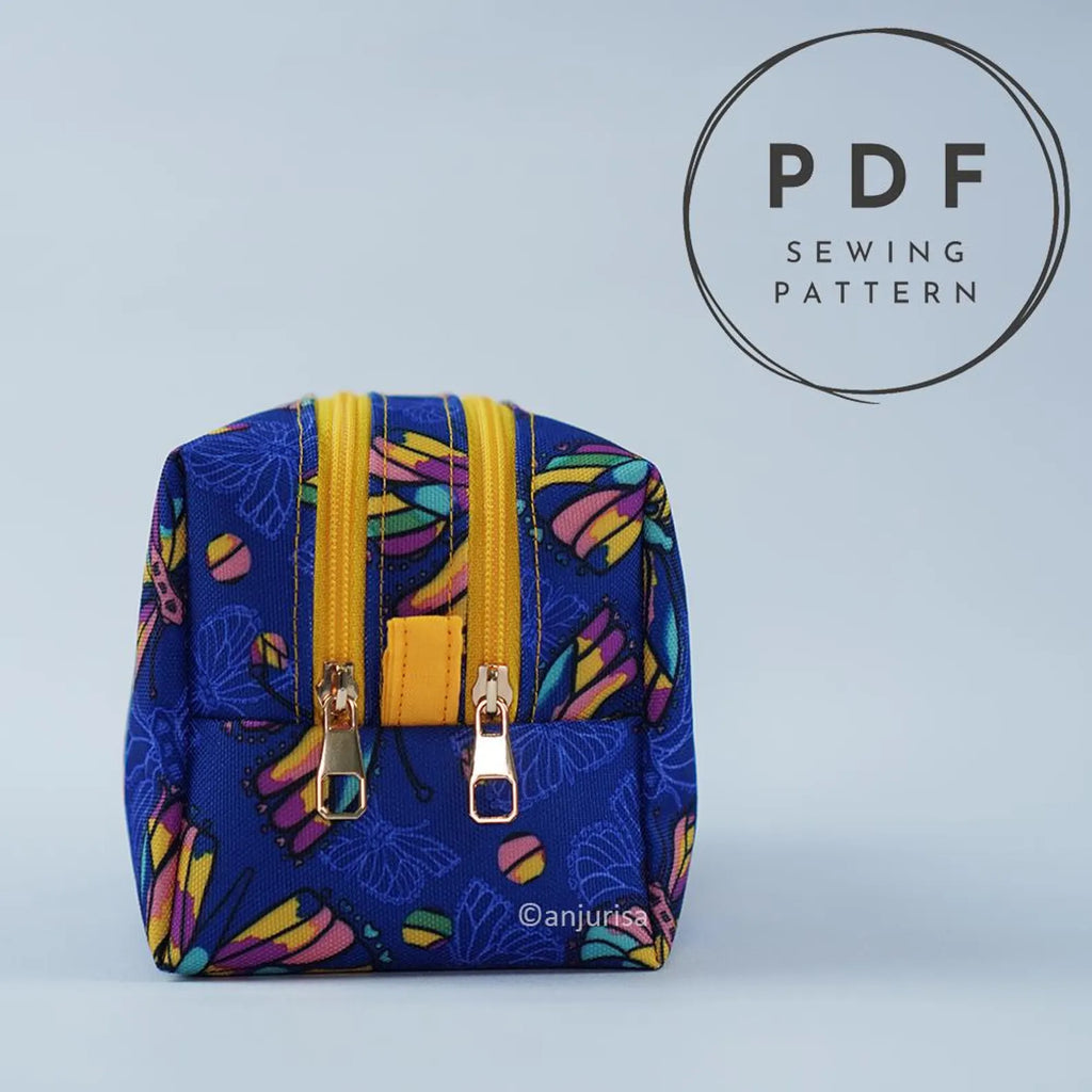 Zeni Boxy Pouch Sewing Pattern - Double Zipper PDF Template for Intermediate Sewers