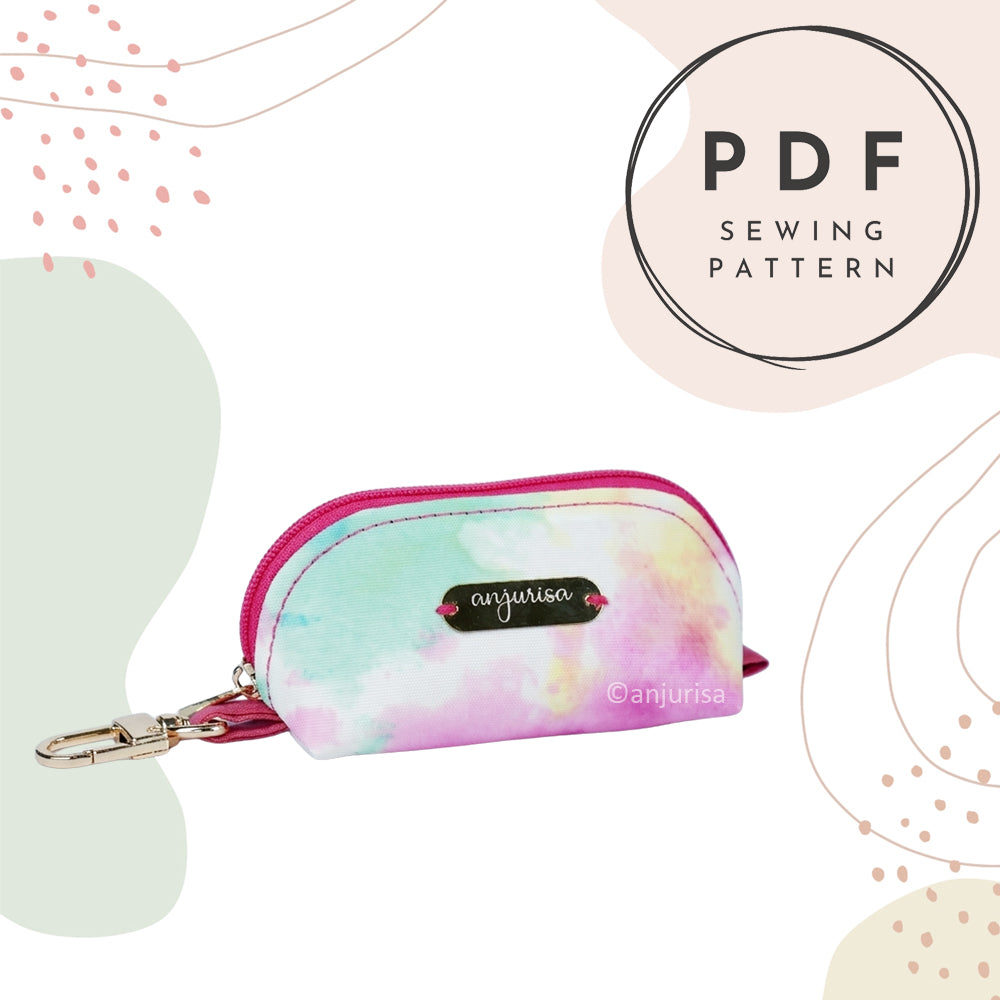 Arlia Pouch Sewing Pattern, Coin Purse, Mini Zipper Bag, Keychain - 3 Sizes
