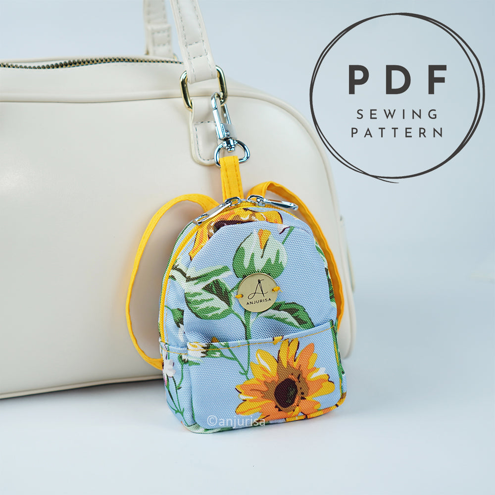 Bonnie Pouch Mini Backpack Sewing Pattern - Scrap Friendly Keychain Bag PDF (3 Sizes)