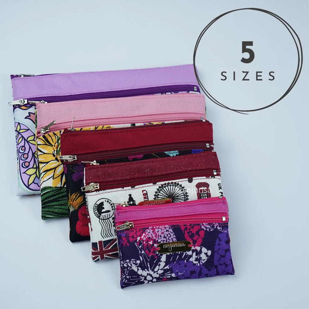 Dual Zip Pouch Sewing Pattern: Beginner-Friendly PDF Template (5 Sizes)