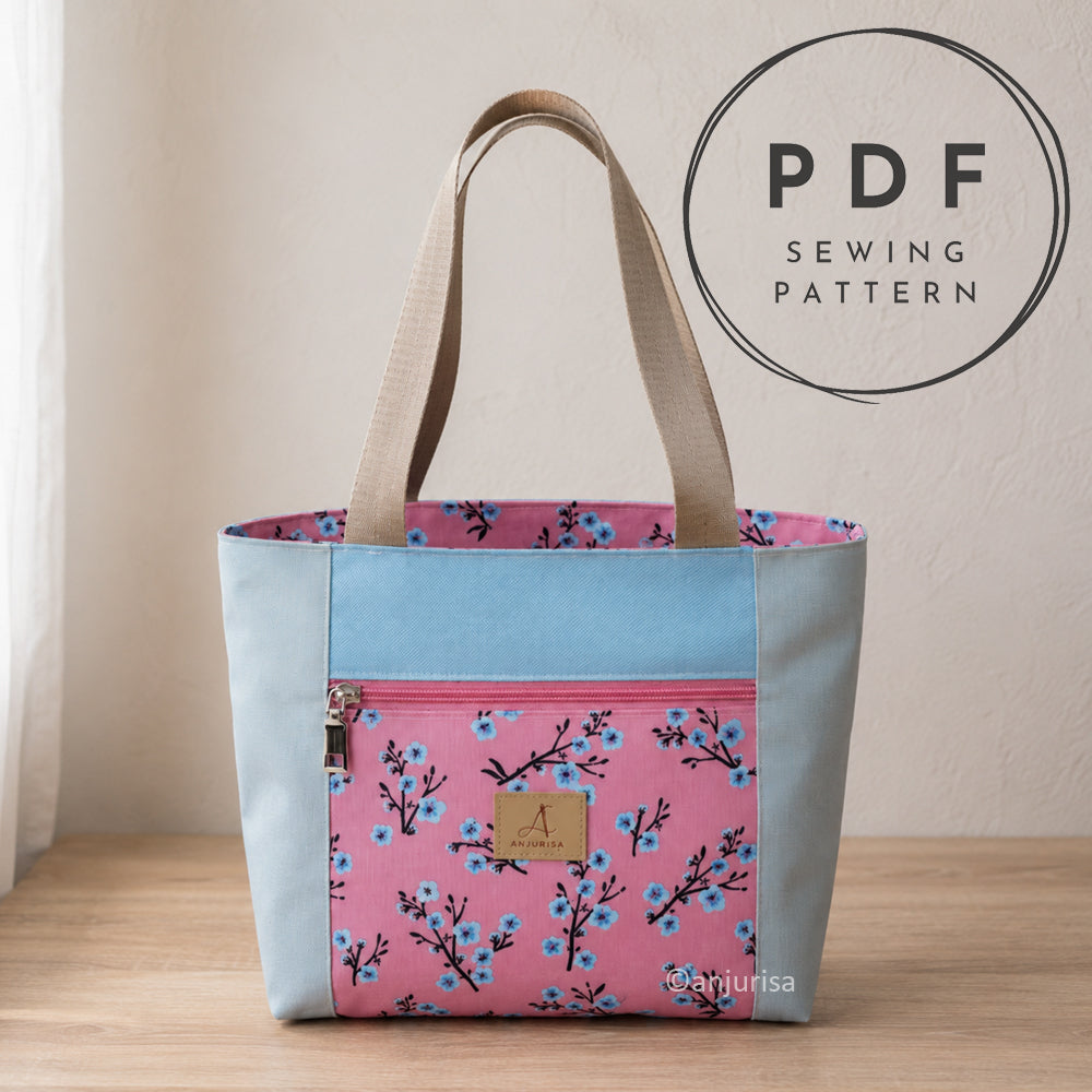 Coline Tote PDF Sewing Pattern, Beginner-Friendly Zipper Bag Pattern, 3 Sizes