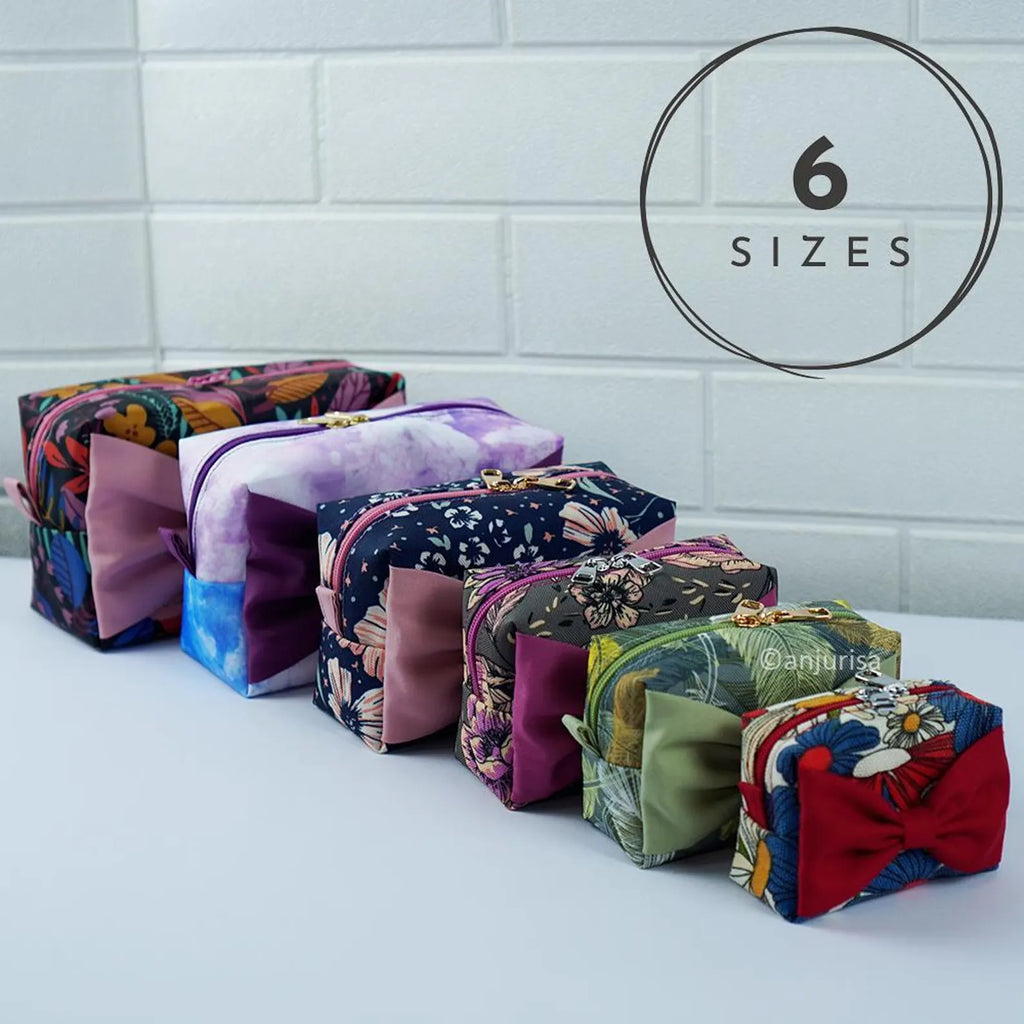 Bowbox Pouch DIY Sewing Guide - Step-by-Step Templates for Boxy Pouches with Front Bow