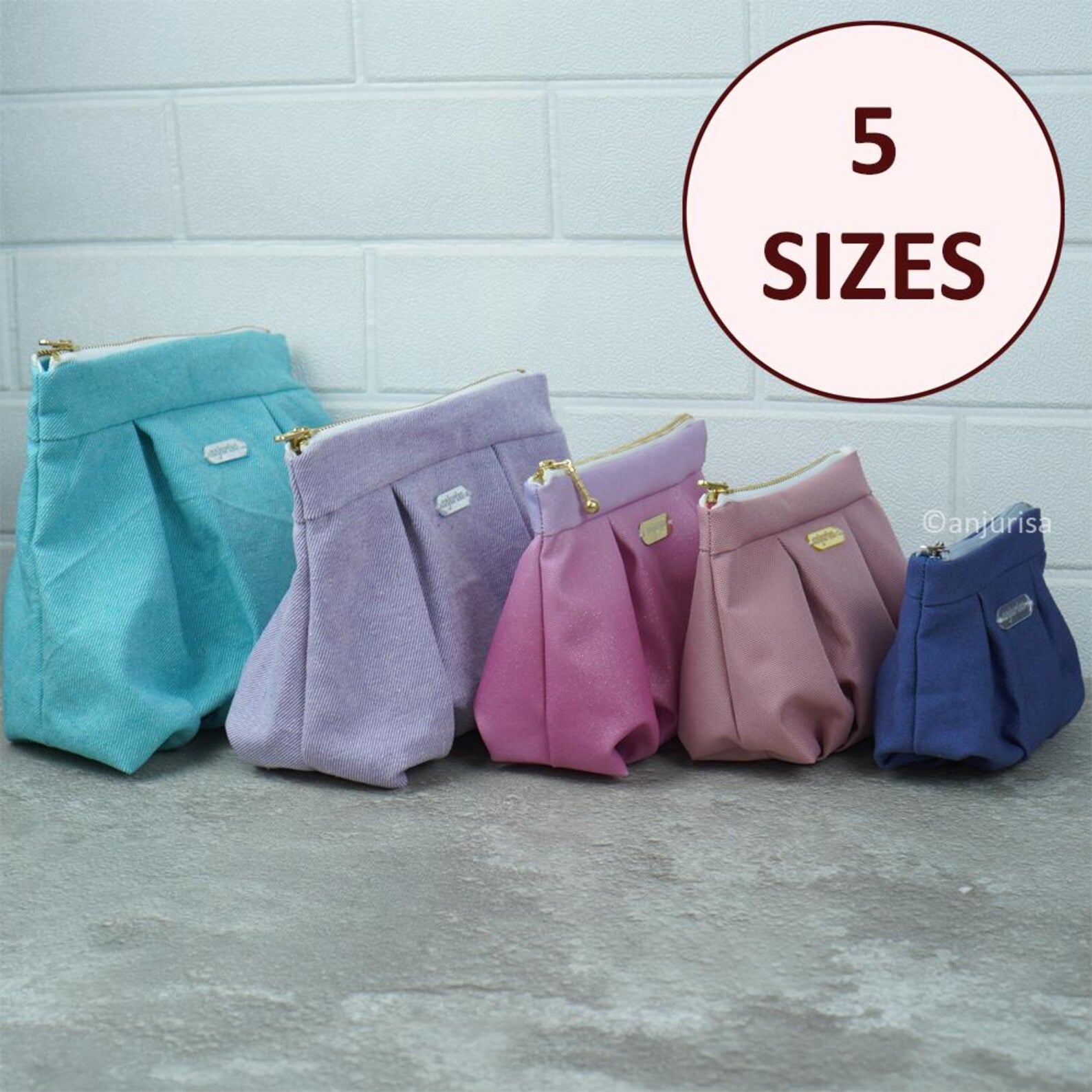 Ruchelle Pouch Sewing Pattern: Structured Pleated Design (PDF Pattern)