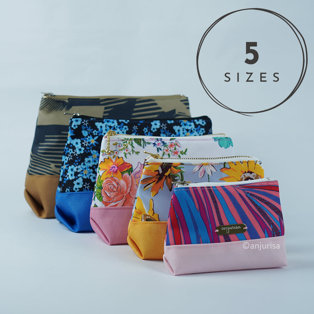 Wilo Duo Pouch PDF Sewing Pattern – Two Tone Color Block Zipper Pouch Pattern with Folded Base, 5 Sizes Included