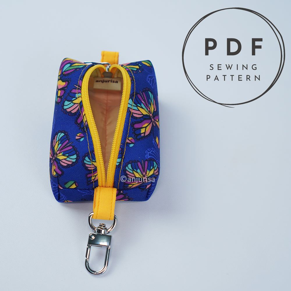 Cuby Pouch Sewing Pattern – Mini Boxy Zipper Keychain (PDF Pattern)