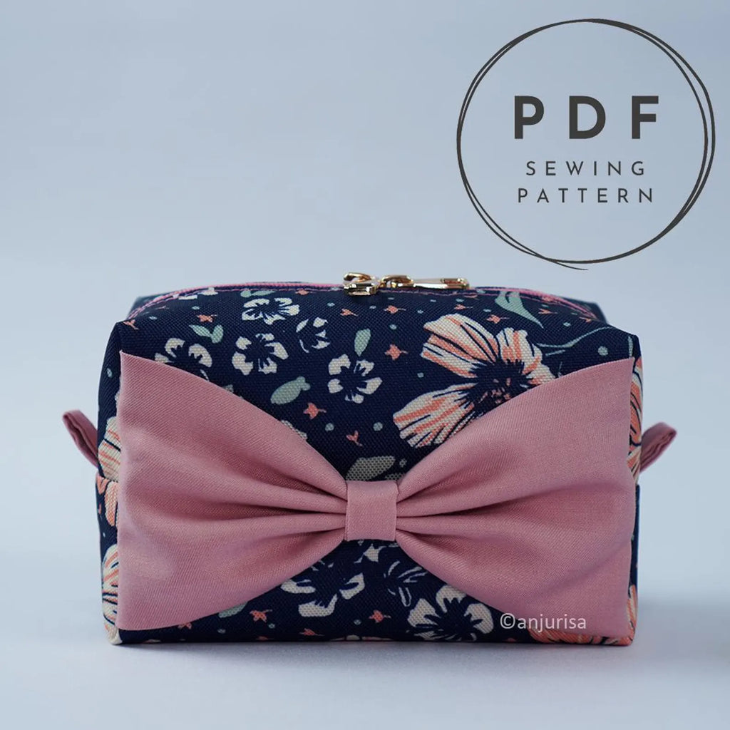 Bowbox Pouch DIY Sewing Guide - Step-by-Step Templates for Boxy Pouches with Front Bow