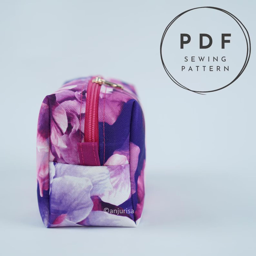 Boxy Beauty Pouch Sewing Pattern: 5 Sizes, Beginner-Friendly (PDF Pattern Collection)