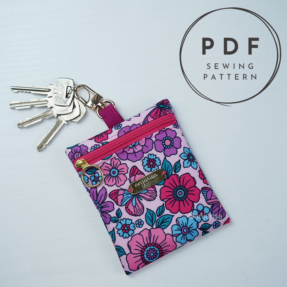 Keyla Pouch Sewing Pattern PDF - Keychain Wallet for Keys, Cards, Small Items