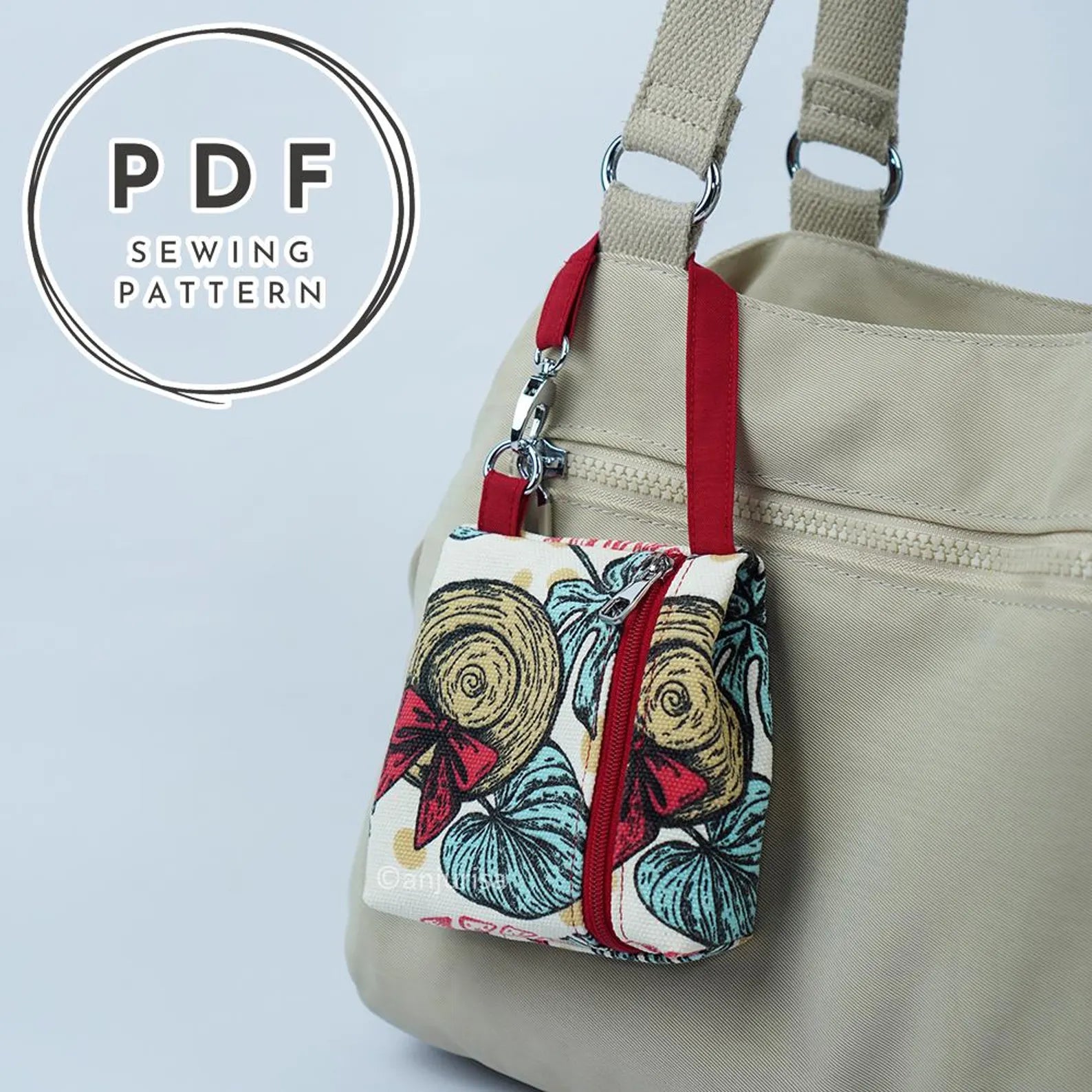 Kinan Pouch Sewing Pattern: Zipper Pouch / Mini Handbag Style (Beginner Friendly, 3 Sizes)