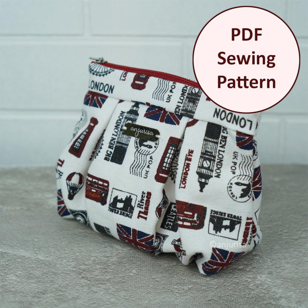 Ruchelle Pouch Sewing Pattern: Structured Pleated Design (PDF Pattern)