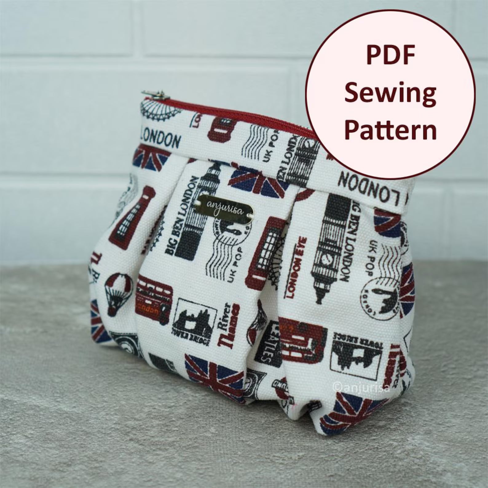 Ruchelle Pouch Sewing Pattern: Structured Pleated Design (PDF Pattern)