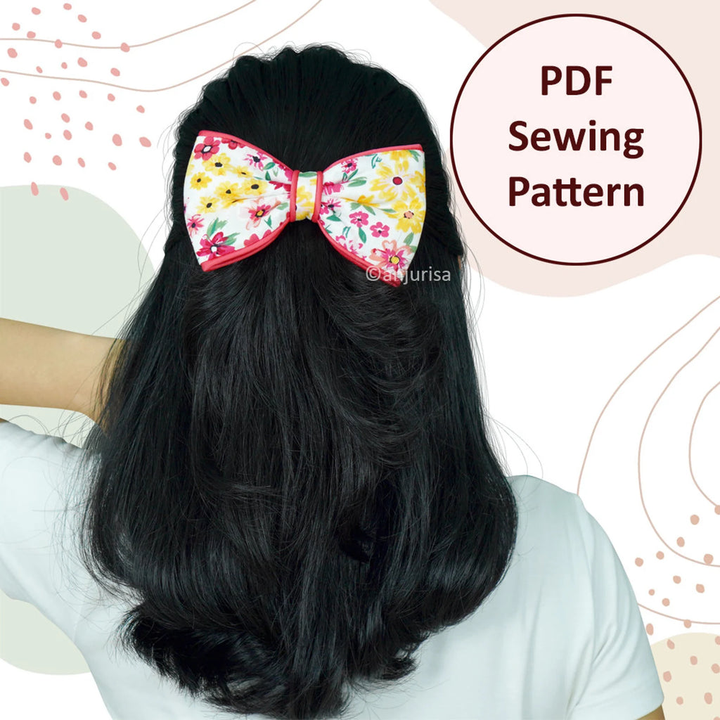 Piper Bow PDF Sewing Pattern | 5 Sizes for Hair Clips, Gifts & Decor | Beginner-Friendly Sewing Tutorial