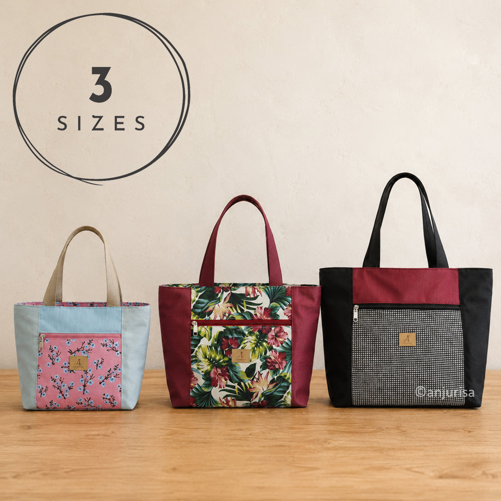 Coline Tote PDF Sewing Pattern, Beginner-Friendly Zipper Bag Pattern, 3 Sizes