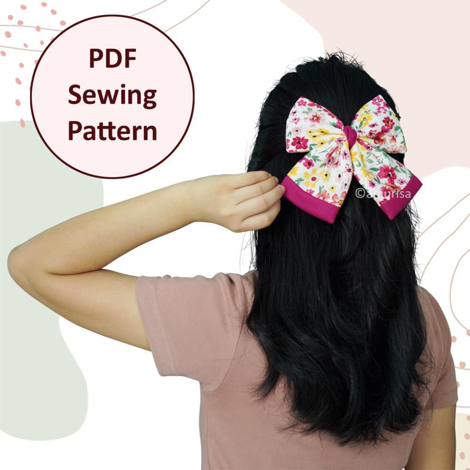 Talia Bow Sewing Pattern: DIY Hair Bow Template (PDF Download, 5 Sizes)
