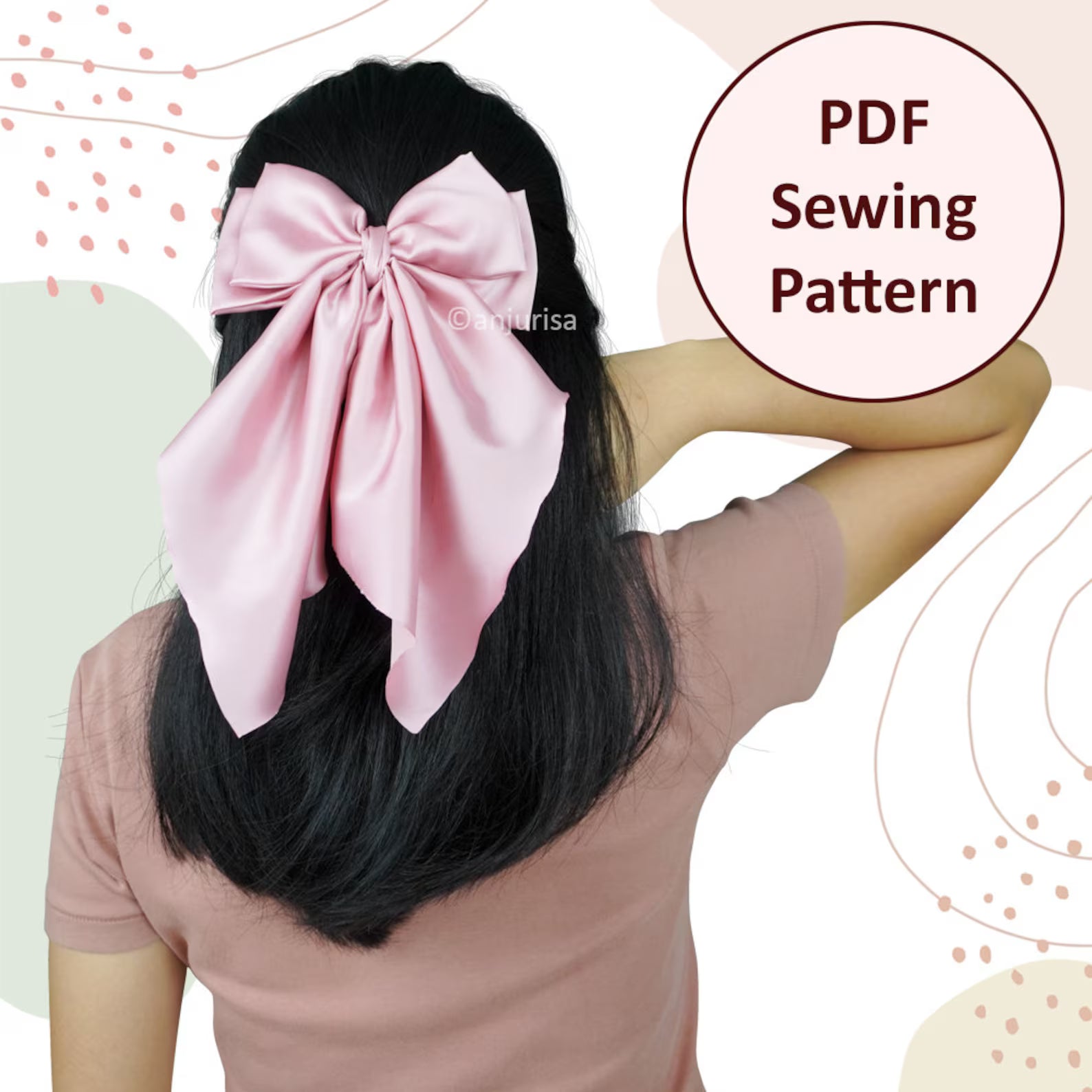 Dreamy Bow Sewing Pattern: Beginner-Friendly DIY Hair Bow Template (PDF Download, 5 Sizes)