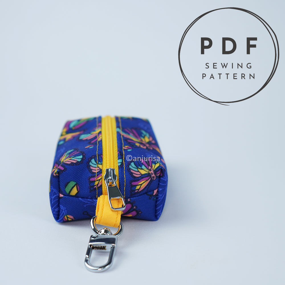 Cuby Pouch Sewing Pattern – Mini Boxy Zipper Keychain (PDF Pattern)