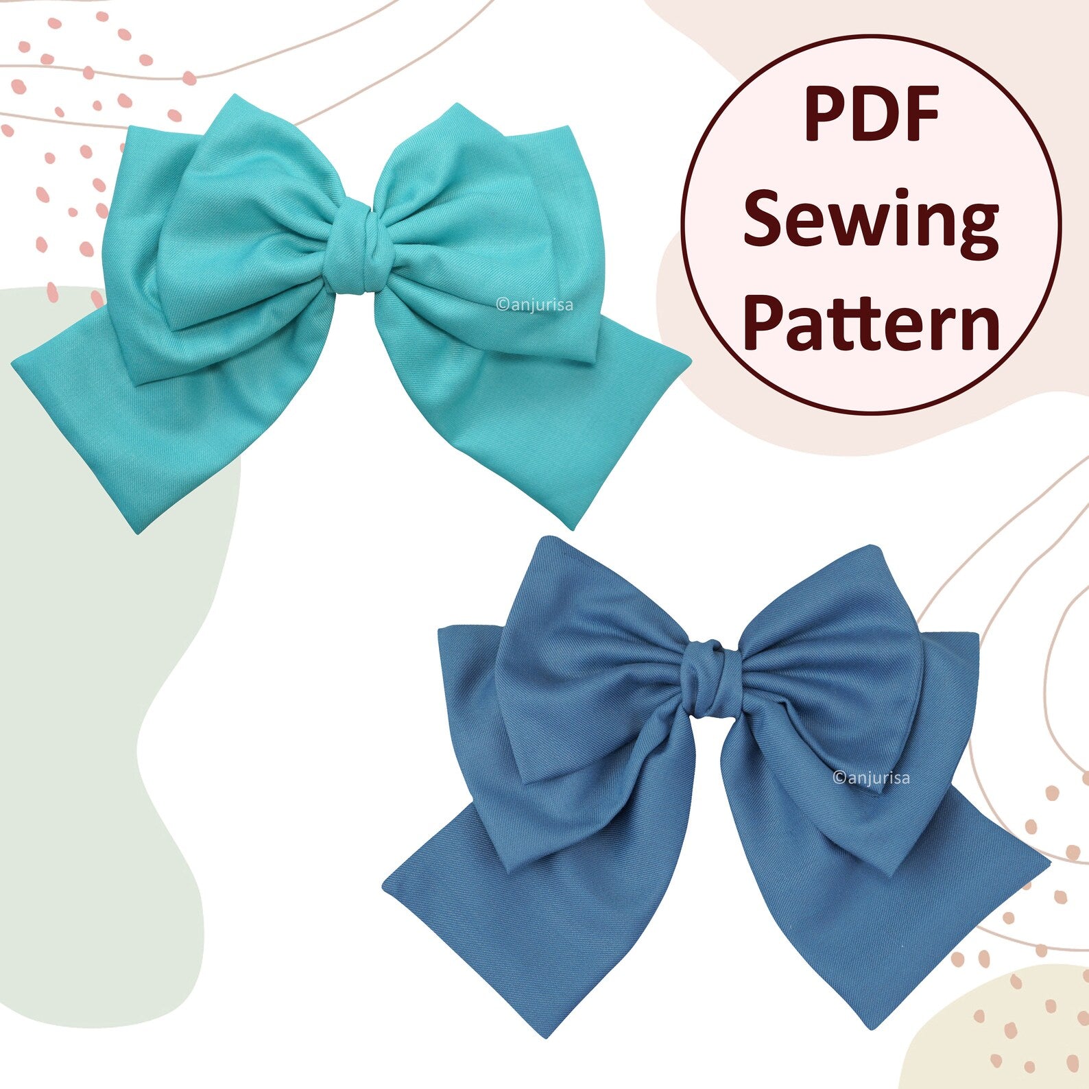 Triace Bow Sewing Pattern - Multi-Layered DIY Bows Template (PDF Pattern)