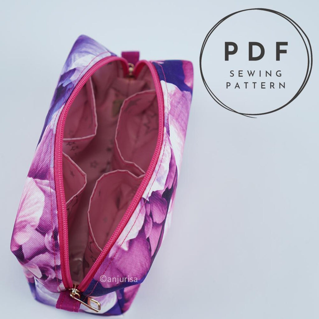 Boxy Beauty Pouch Sewing Pattern: 5 Sizes, Beginner-Friendly (PDF Pattern Collection)