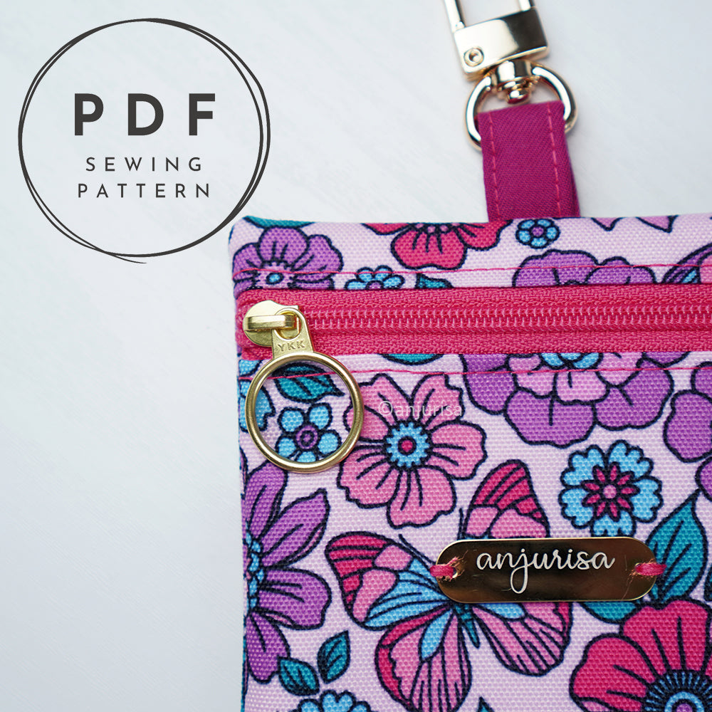 Keyla Pouch Sewing Pattern PDF - Keychain Wallet for Keys, Cards, Small Items