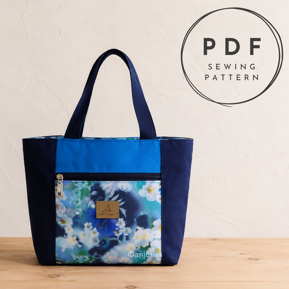 Coline Tote PDF Sewing Pattern, Beginner-Friendly Zipper Bag Pattern, 3 Sizes