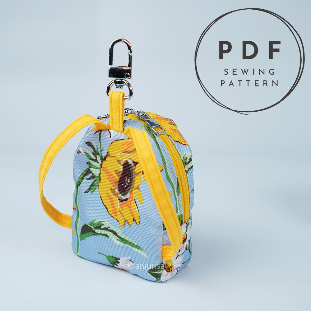 Bonnie Pouch Mini Backpack Sewing Pattern - Scrap Friendly Keychain Bag PDF (3 Sizes)