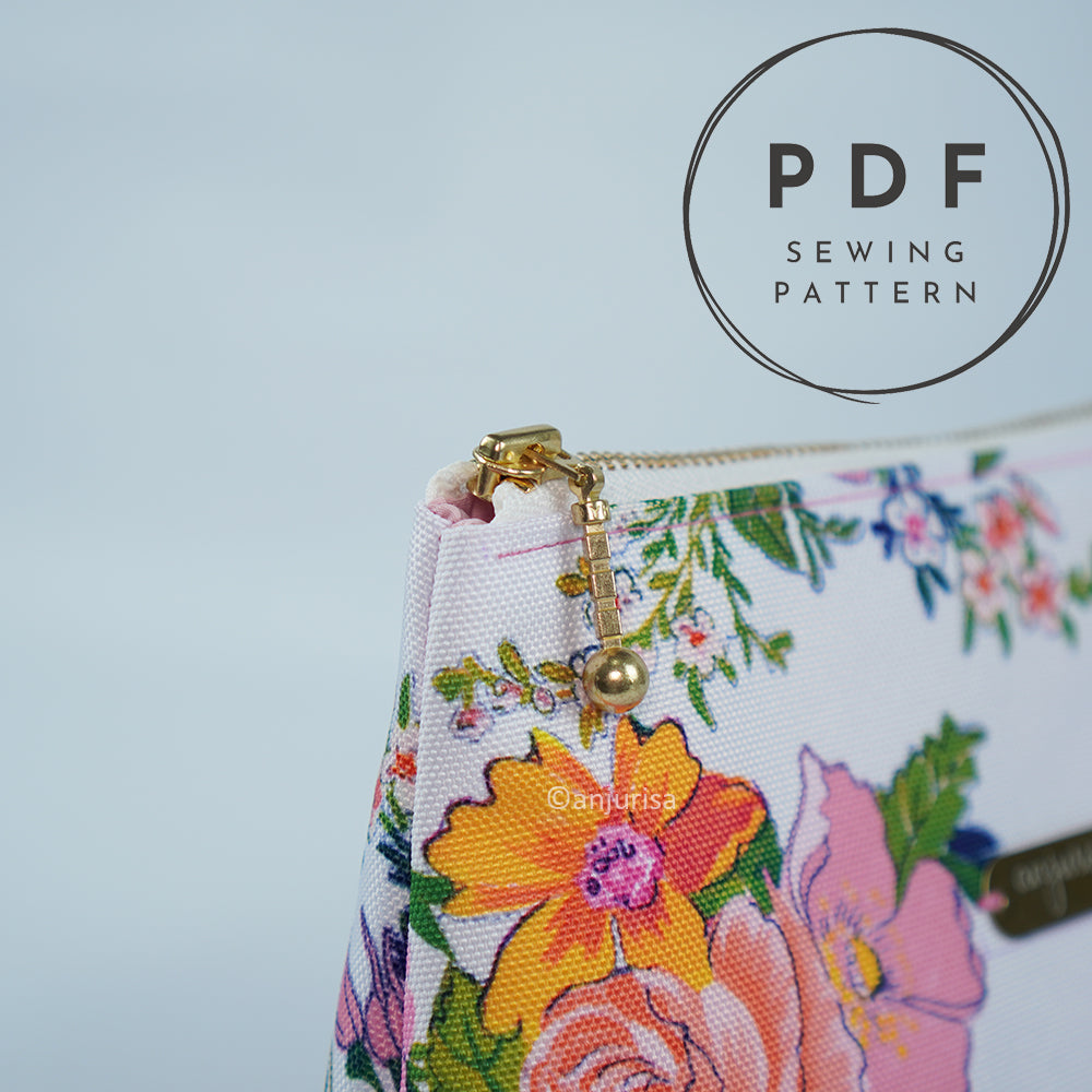 Wilo Duo Pouch PDF Sewing Pattern – Two Tone Color Block Zipper Pouch Pattern with Folded Base, 5 Sizes Included