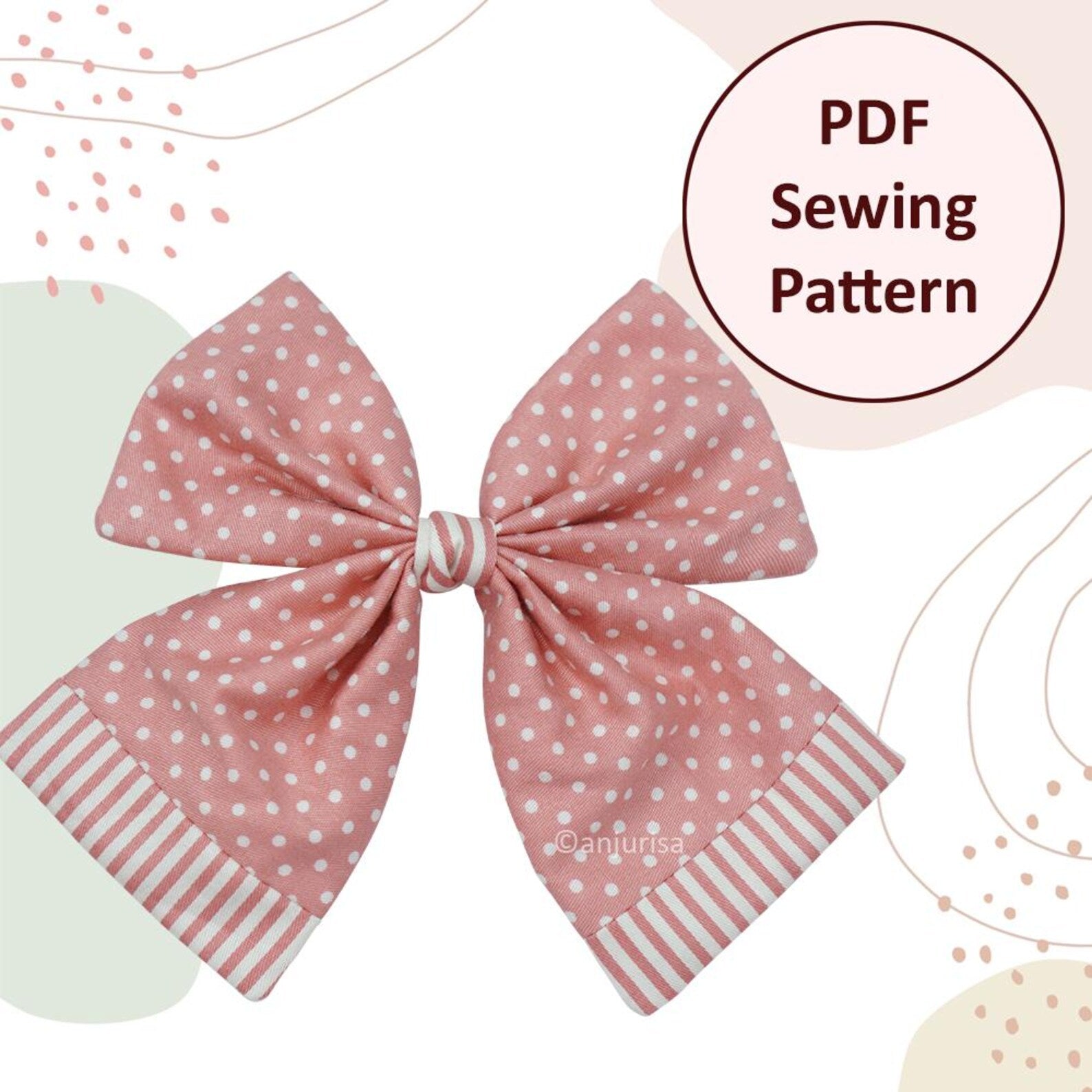 Talia Bow Sewing Pattern: DIY Hair Bow Template (PDF Download, 5 Sizes)