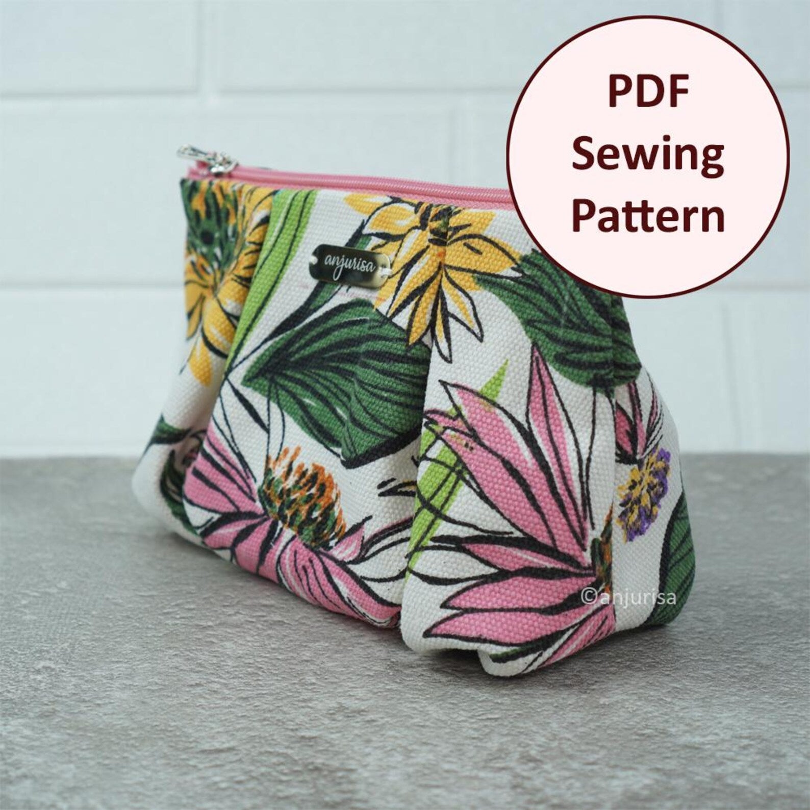 Ruchelle Pouch Sewing Pattern: Structured Pleated Design (PDF Pattern)