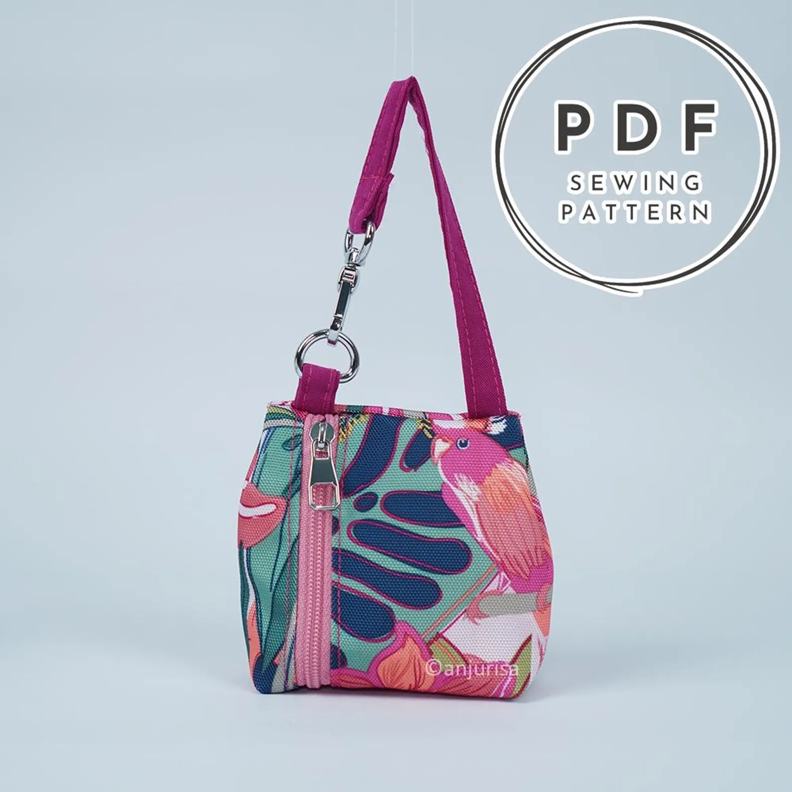 Kinan Pouch Sewing Pattern: Zipper Pouch / Mini Handbag Style (Beginner Friendly, 3 Sizes)