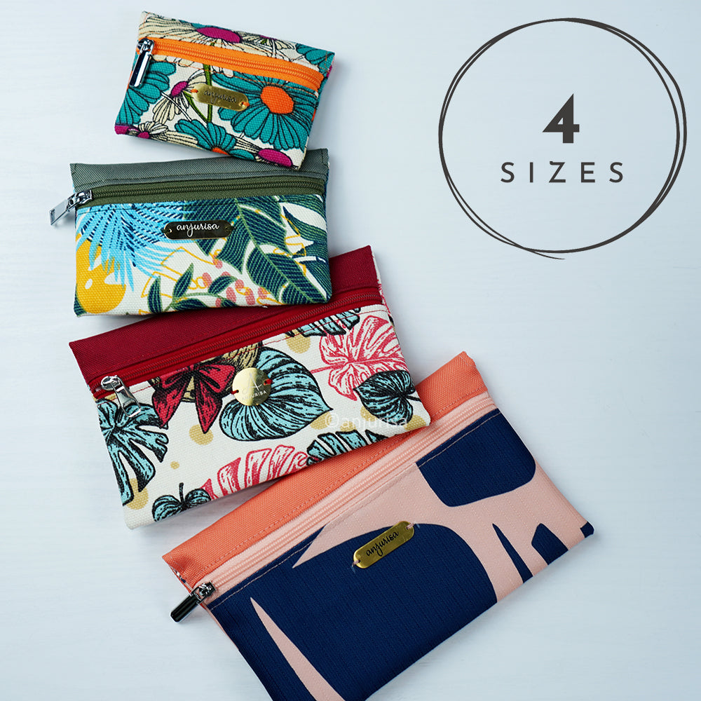 Millie Pouch PDF Pattern, Compact Two Pocket Zipper Pouch, 4 Sizes