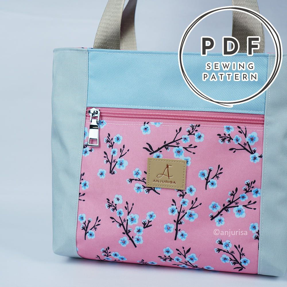Coline Tote PDF Sewing Pattern, Beginner-Friendly Zipper Bag Pattern, 3 Sizes