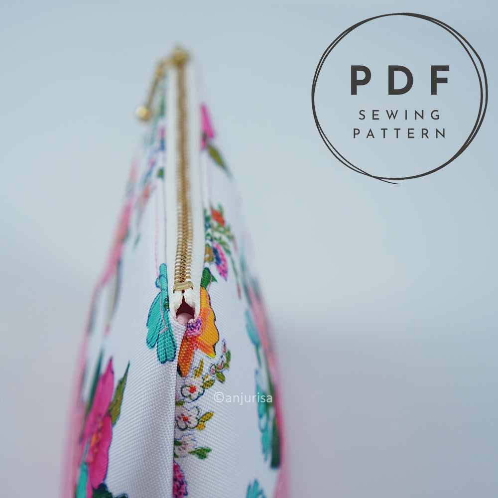 Wilo Duo Pouch PDF Sewing Pattern – Two Tone Color Block Zipper Pouch Pattern with Folded Base, 5 Sizes Included