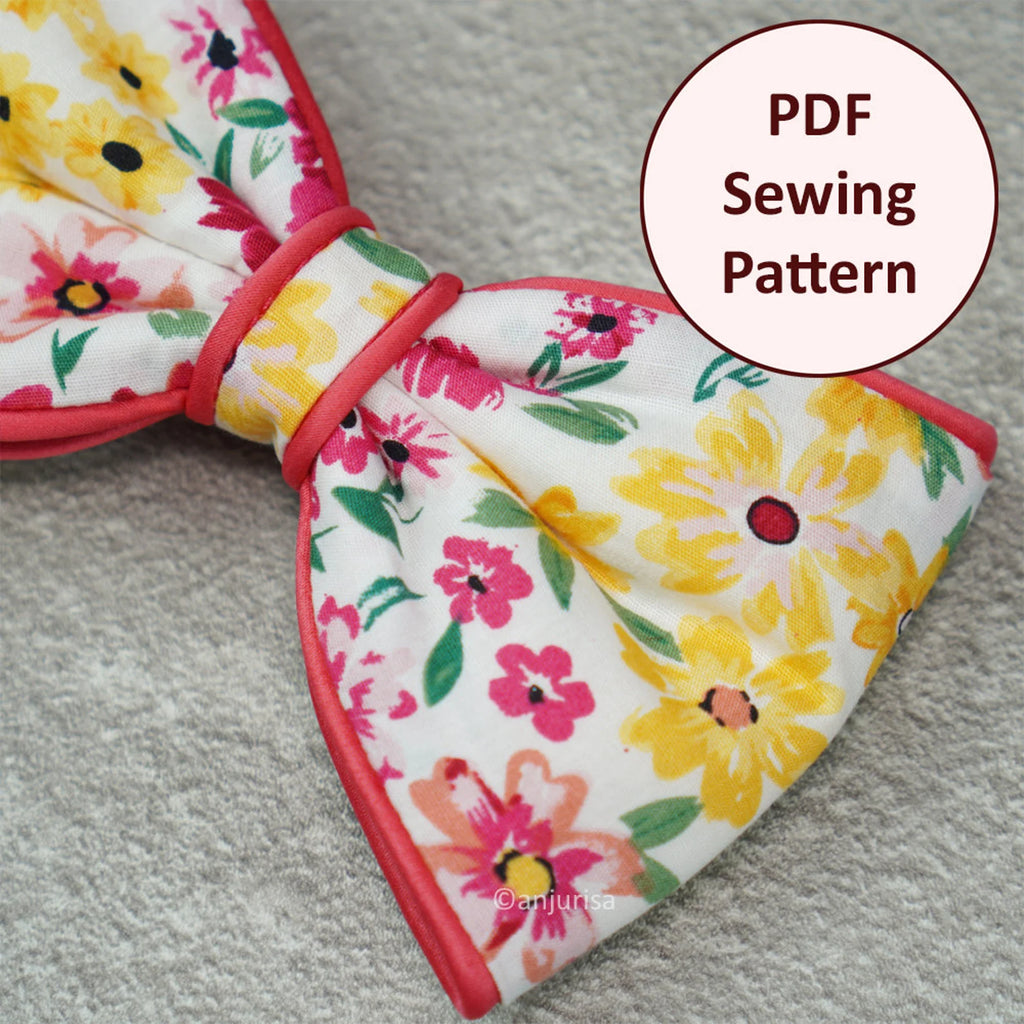 Piper Bow PDF Sewing Pattern | 5 Sizes for Hair Clips, Gifts & Decor | Beginner-Friendly Sewing Tutorial